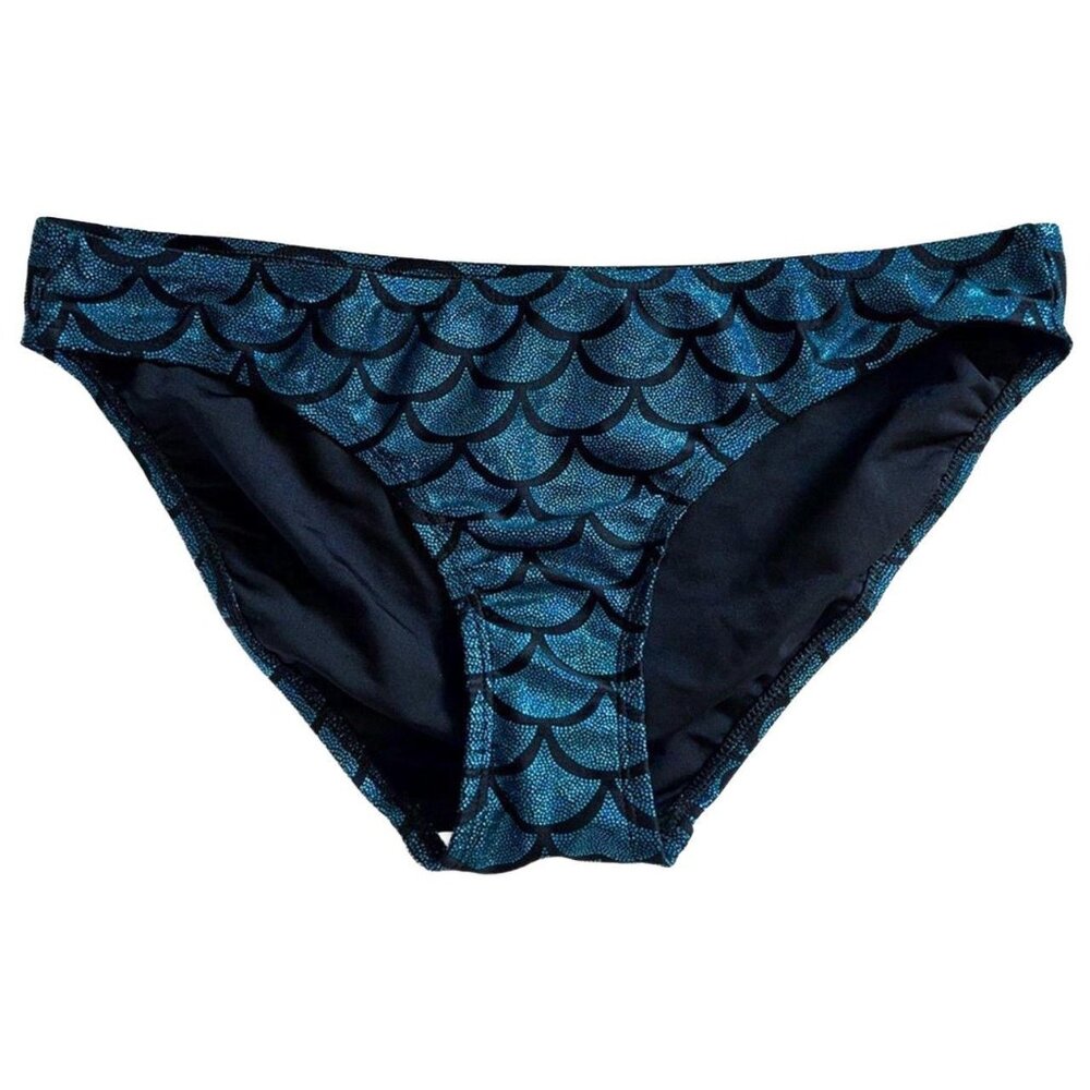 Living Dead Clothing Mermaid Bikini Bottom | Teal Foil Scale Goth Swimwear
